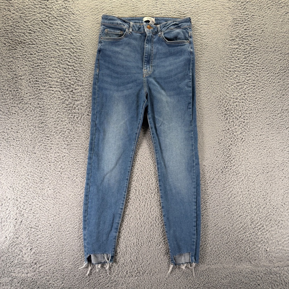 Forever21 Jeans Women's 29x26 Blue Cotton Denim Skinny Raw Hem Faded Stretch
